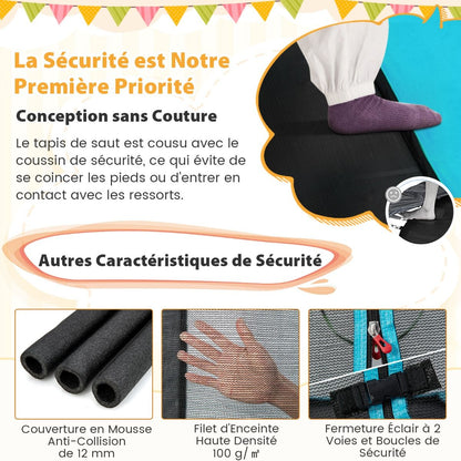 2 En 1 Trampoline Enfants (190X122Cm) Avec Balançoire Amovible Trampoline De Jardin Avec Filet De Sécurité Charge 100Kg Pour 3 Ans+ Bleu/Orange